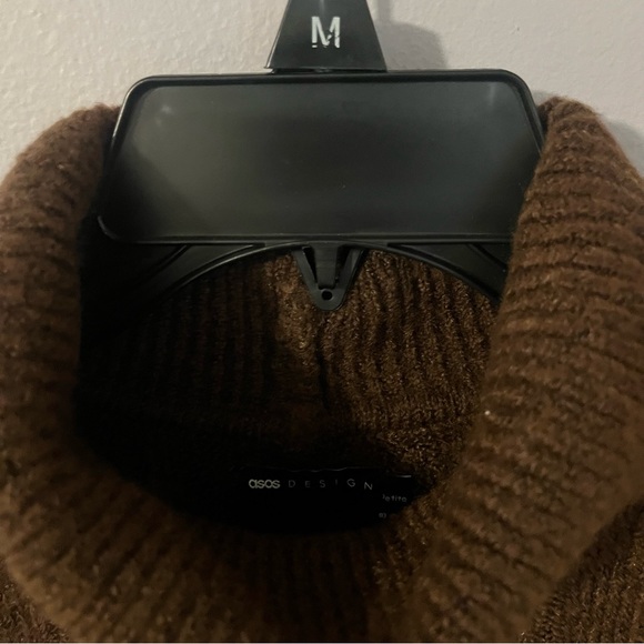 Asos Designs Brown Sweater Dress Turtle Neck Long Sleeve Knit Slit PT US 4 EU 36 - Picture 6 of 9